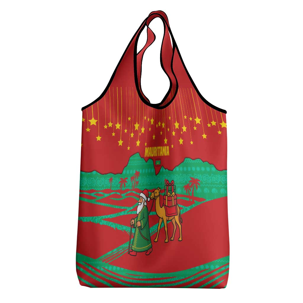 Mauritania Christmas Grocery Bag Santa Claus Camel Gift Boxes Starry Sky and Desert - African Pride