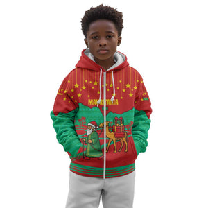 Mauritania Christmas Kid Hoodie Santa Claus Camel Gift Boxes Starry Sky and Desert - African Pride