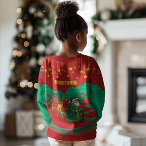 Mauritania Christmas Kid Ugly Christmas Sweater Santa Claus Camel Gift Boxes Starry Sky and Desert - African Pride