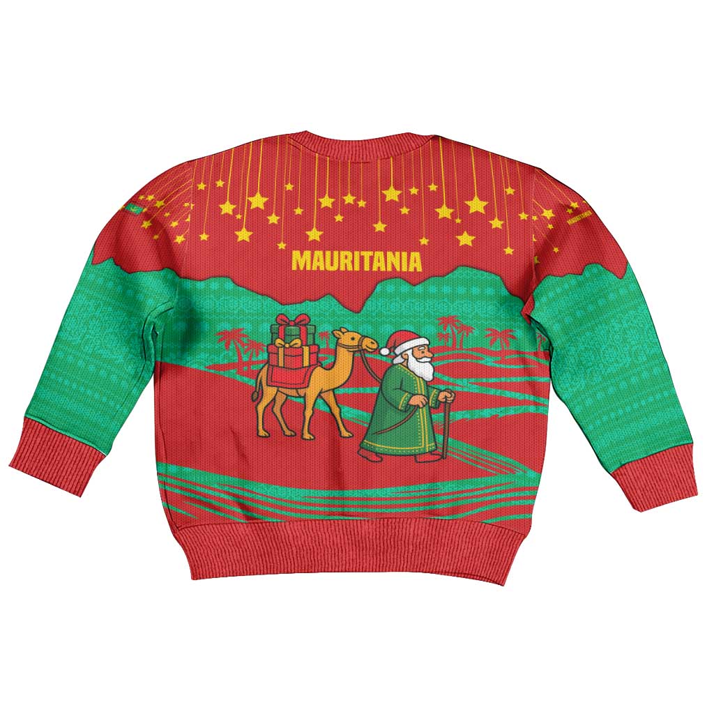Mauritania Christmas Kid Ugly Christmas Sweater Santa Claus Camel Gift Boxes Starry Sky and Desert - African Pride