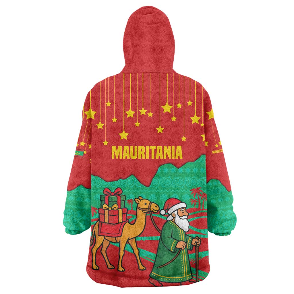 Mauritania Christmas Kid Wearable Blanket Hoodie Santa Claus Camel Gift Boxes Starry Sky and Desert - African Pride
