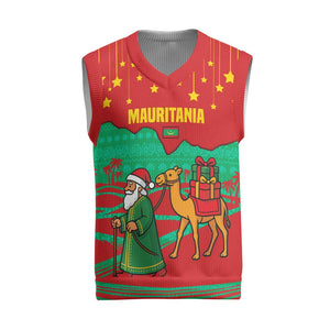 Mauritania Christmas Knitted V-Neck Vest Santa Claus Camel Gift Boxes Starry Sky and Desert - African Pride