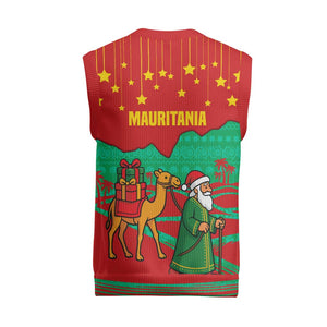 Mauritania Christmas Knitted V-Neck Vest Santa Claus Camel Gift Boxes Starry Sky and Desert - African Pride