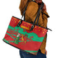 Mauritania Christmas Leather Tote Bag Santa Claus Camel Gift Boxes Starry Sky and Desert - African Pride