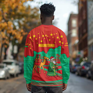 Mauritania Christmas Long Sleeve Shirt Santa Claus Camel Gift Boxes Starry Sky and Desert - African Pride