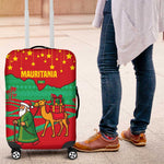 Mauritania Christmas Luggage Cover Santa Claus Camel Gift Boxes Starry Sky and Desert - African Pride