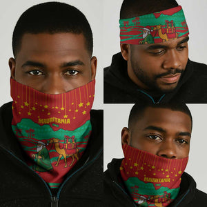 Mauritania Christmas Neck Gaiter Santa Claus Camel Gift Boxes Starry Sky and Desert - African Pride