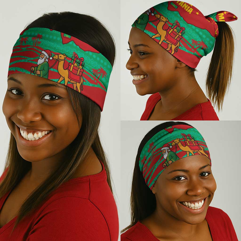 Mauritania Christmas Neck Gaiter Santa Claus Camel Gift Boxes Starry Sky and Desert - African Pride