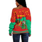 Mauritania Christmas Off Shoulder Sweater Santa Claus Camel Gift Boxes Starry Sky and Desert - African Pride