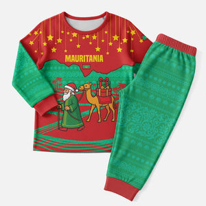 Mauritania Christmas Pajama Set Santa Claus Camel Gift Boxes Starry Sky and Desert - African Pride
