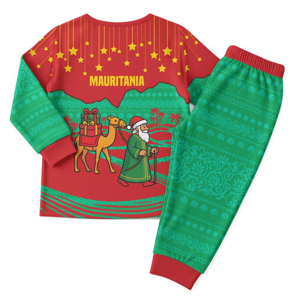 Mauritania Christmas Pajama Set Santa Claus Camel Gift Boxes Starry Sky and Desert - African Pride