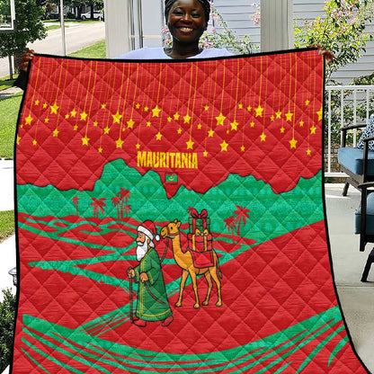 Mauritania Christmas Quilt Santa Claus Camel Gift Boxes Starry Sky and Desert - African Pride