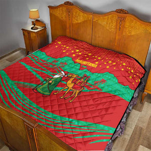 Mauritania Christmas Quilt Santa Claus Camel Gift Boxes Starry Sky and Desert - African Pride