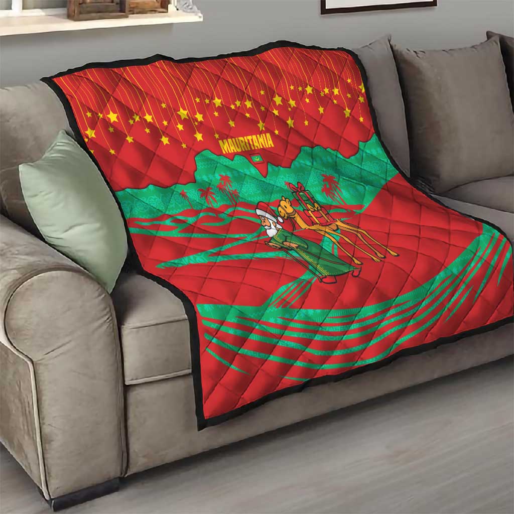 Mauritania Christmas Quilt Santa Claus Camel Gift Boxes Starry Sky and Desert - African Pride