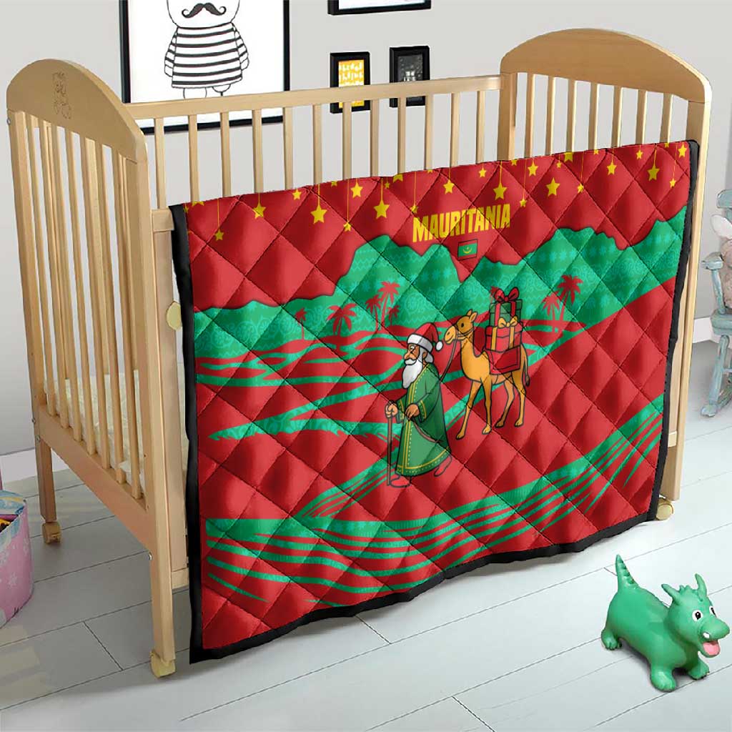 Mauritania Christmas Quilt Santa Claus Camel Gift Boxes Starry Sky and Desert - African Pride