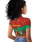 Mauritania Christmas Raglan Cropped T shirt Santa Claus Camel Gift Boxes Starry Sky and Desert - African Pride