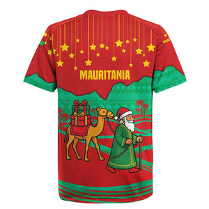 Mauritania Christmas Rugby Jersey Santa Claus Camel Gift Boxes Starry Sky and Desert - African Pride