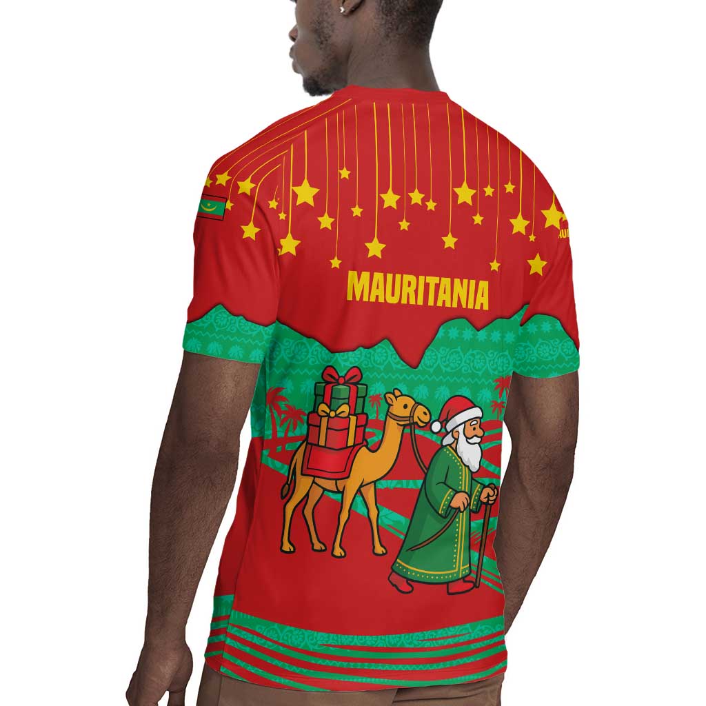 Mauritania Christmas Rugby Jersey Santa Claus Camel Gift Boxes Starry Sky and Desert - African Pride