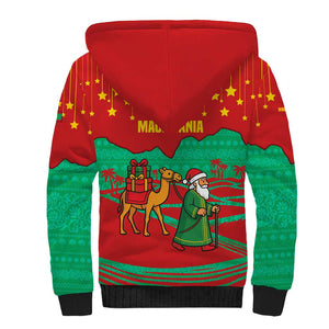 Mauritania Christmas Sherpa Hoodie Santa Claus Camel Gift Boxes Starry Sky and Desert - African Pride