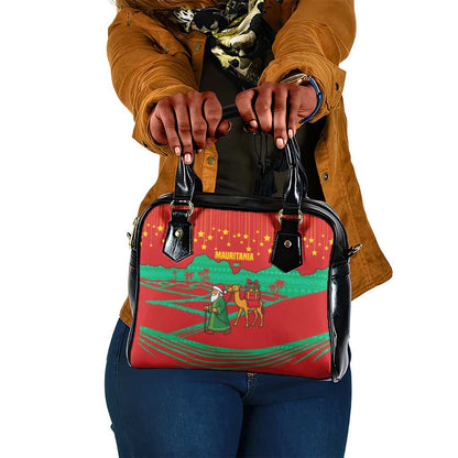 Mauritania Christmas Shoulder Handbag Santa Claus Camel Gift Boxes Starry Sky and Desert - African Pride