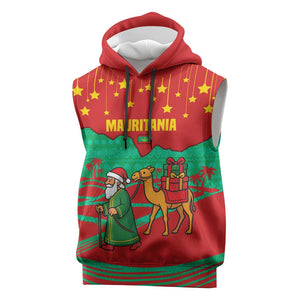 Mauritania Christmas Sleeveless Hoodie Santa Claus Camel Gift Boxes Starry Sky and Desert - African Pride