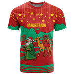 Mauritania Christmas T shirt Santa Claus Camel Gift Boxes Starry Sky and Desert - African Pride