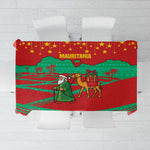 Mauritania Christmas Tablecloth Santa Claus Camel Gift Boxes Starry Sky and Desert - African Pride