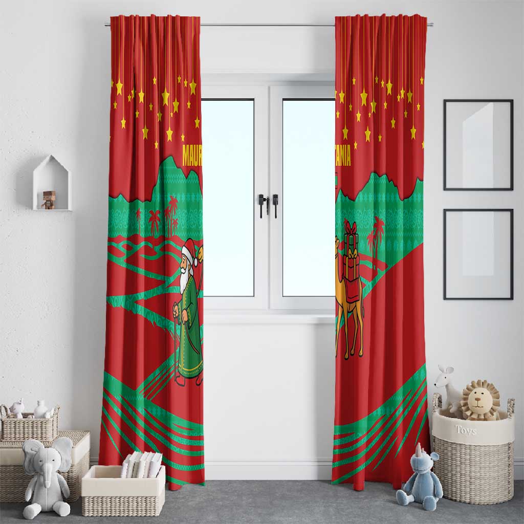 Mauritania Christmas Window Curtain Santa Claus Camel Gift Boxes Starry Sky and Desert - African Pride