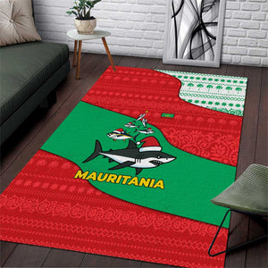 Mauritania Christmas Area Rug Santa Sharks Festive Fish Pattern and Red Green Holiday - African Pride