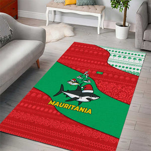 Mauritania Christmas Area Rug Santa Sharks Festive Fish Pattern and Red Green Holiday - African Pride
