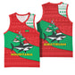 Mauritania Christmas Basketball Jersey Santa Sharks Festive Fish Pattern and Red Green Holiday - African Pride