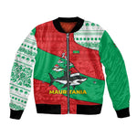 Mauritania Christmas Bomber Jacket Santa Sharks Festive Fish Pattern and Red Green Holiday - African Pride