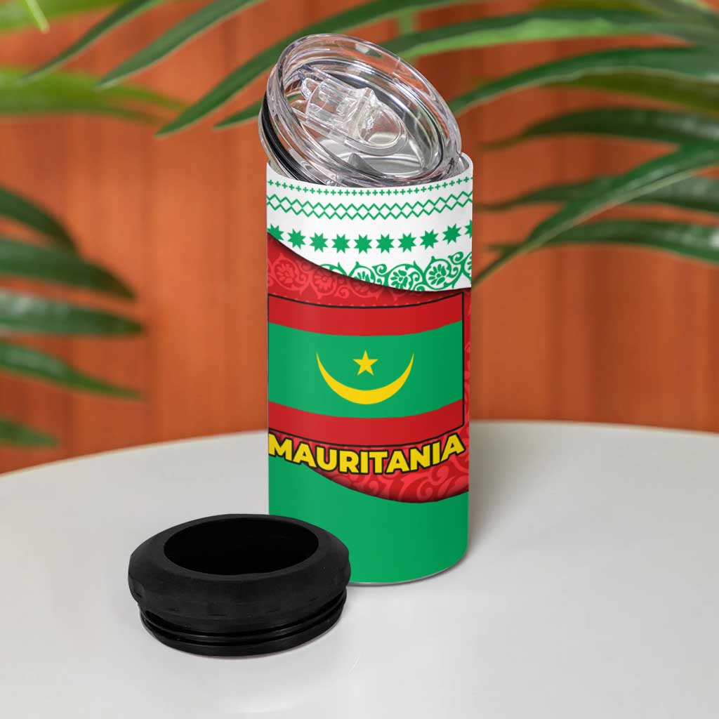 Mauritania Christmas 4 in 1 Can Cooler Tumbler Santa Sharks Festive Fish Pattern and Red Green Holiday - African Pride