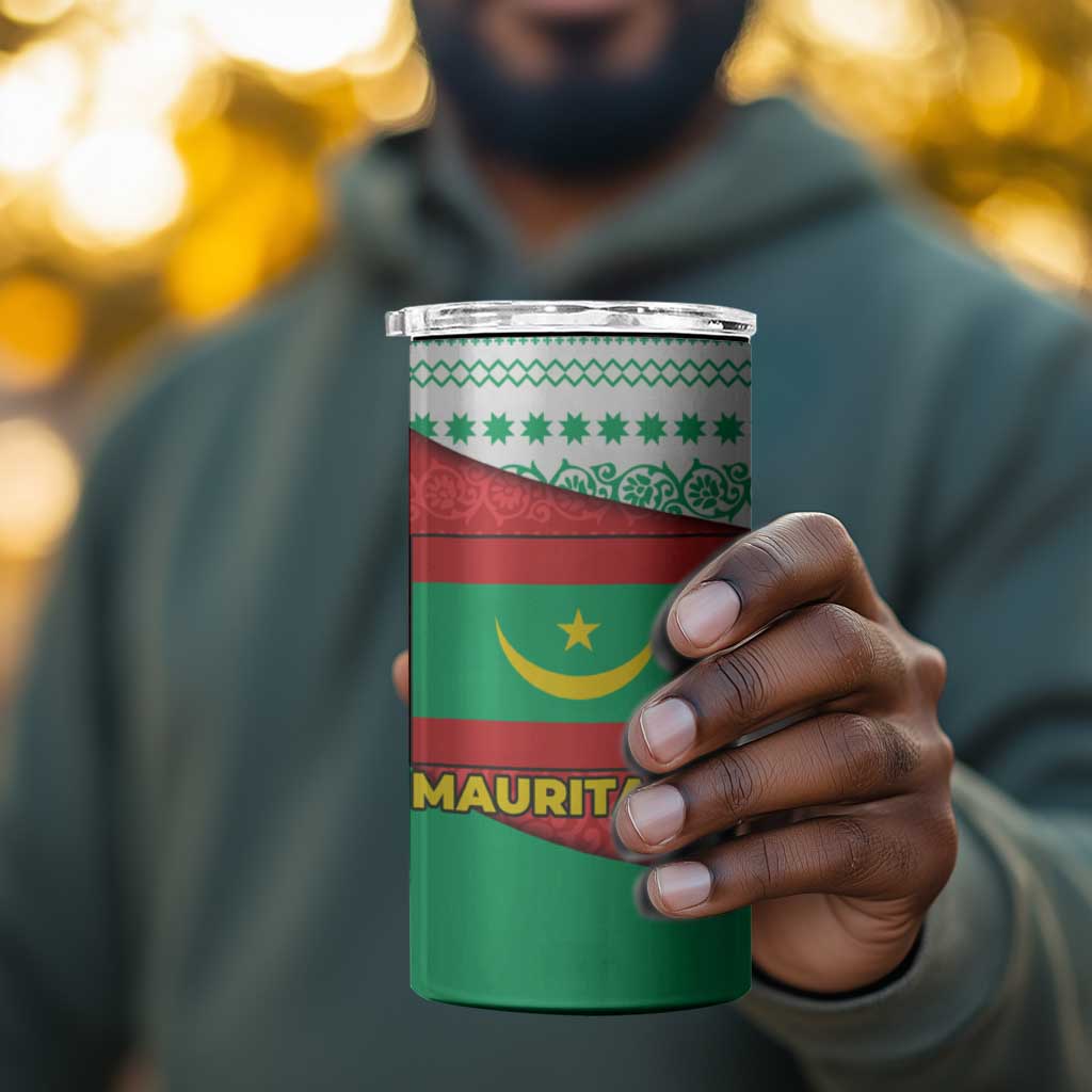 Mauritania Christmas 4 in 1 Can Cooler Tumbler Santa Sharks Festive Fish Pattern and Red Green Holiday - African Pride