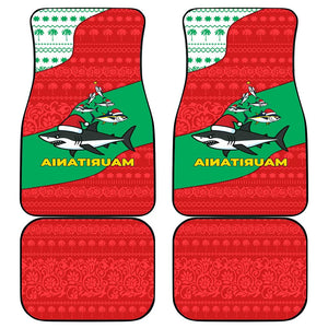 Mauritania Christmas Car Mats Santa Sharks Festive Fish Pattern and Red Green Holiday - African Pride