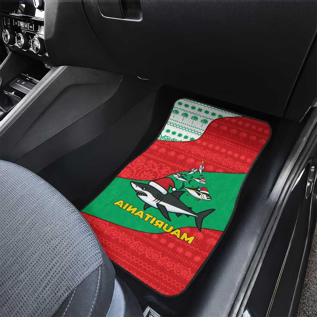 Mauritania Christmas Car Mats Santa Sharks Festive Fish Pattern and Red Green Holiday - African Pride