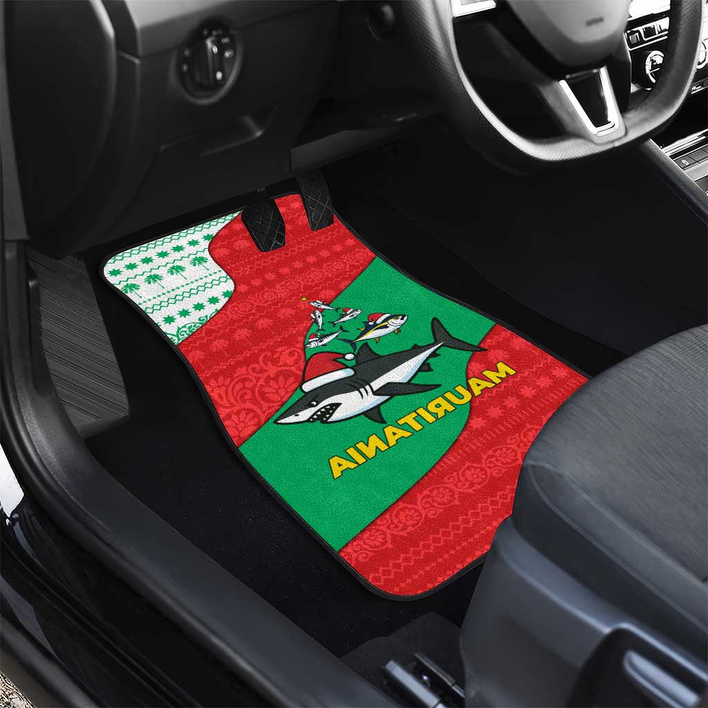 Mauritania Christmas Car Mats Santa Sharks Festive Fish Pattern and Red Green Holiday - African Pride