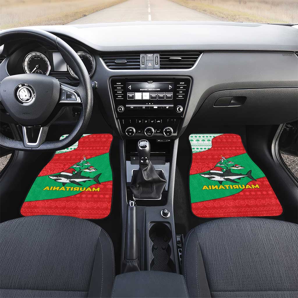 Mauritania Christmas Car Mats Santa Sharks Festive Fish Pattern and Red Green Holiday - African Pride