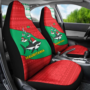 Mauritania Christmas Car Seat Cover Santa Sharks Festive Fish Pattern and Red Green Holiday - African Pride