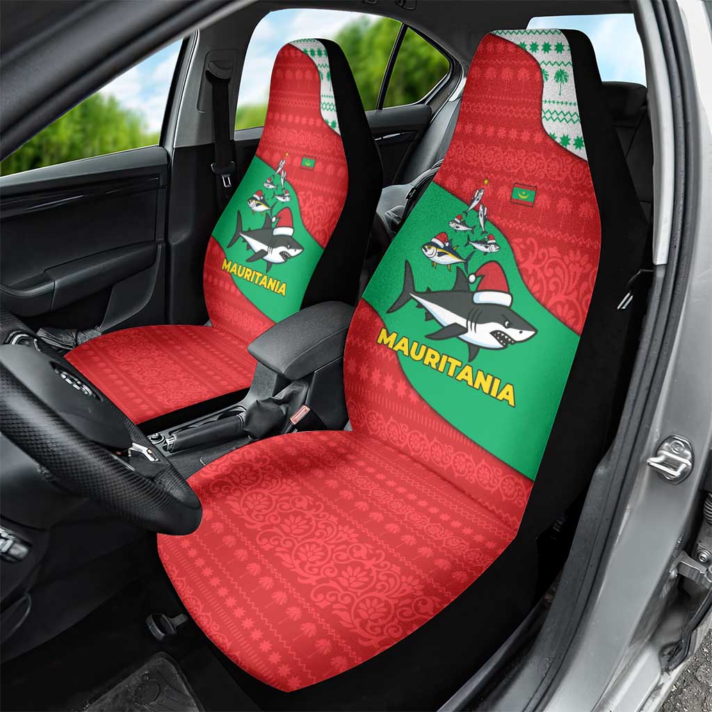 Mauritania Christmas Car Seat Cover Santa Sharks Festive Fish Pattern and Red Green Holiday - African Pride