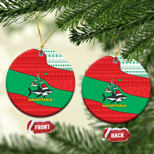 Mauritania Christmas Ceramic Ornament Santa Sharks Festive Fish Pattern and Red Green Holiday - African Pride