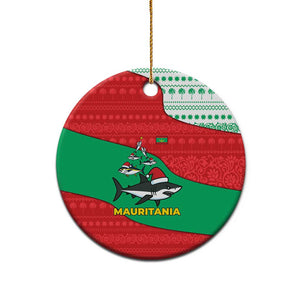 Mauritania Christmas Ceramic Ornament Santa Sharks Festive Fish Pattern and Red Green Holiday - African Pride