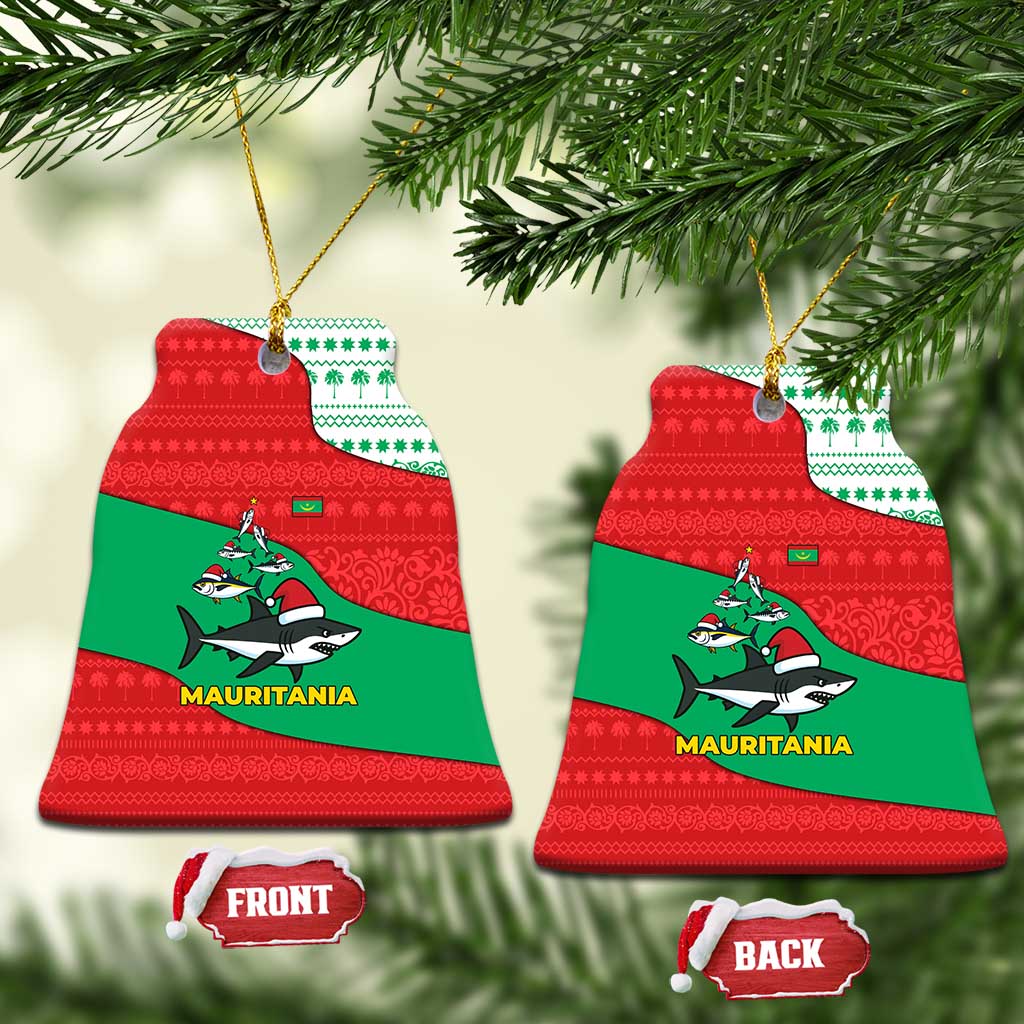 Mauritania Christmas Ceramic Ornament Santa Sharks Festive Fish Pattern and Red Green Holiday - African Pride