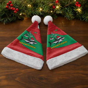 Mauritania Christmas Santa Hat Santa Sharks Festive Fish Pattern and Red Green Holiday - African Pride