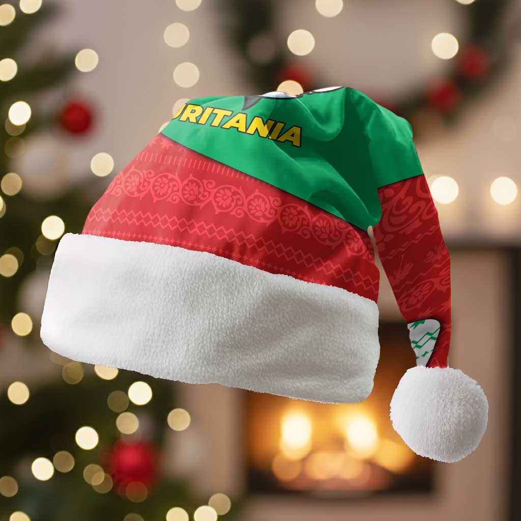 Mauritania Christmas Santa Hat Santa Sharks Festive Fish Pattern and Red Green Holiday - African Pride
