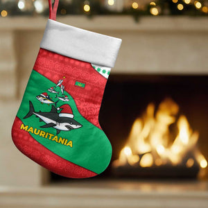 Mauritania Christmas Stocking Santa Sharks Festive Fish Pattern and Red Green Holiday - African Pride