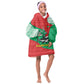 Mauritania Christmas Kid Wearable Blanket Hoodie Santa Sharks Festive Fish Pattern and Red Green Holiday - African Pride