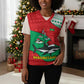 Mauritania Christmas Knitted V-Neck Vest Santa Sharks Festive Fish Pattern and Red Green Holiday - African Pride