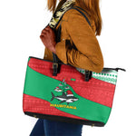 Mauritania Christmas Leather Tote Bag Santa Sharks Festive Fish Pattern and Red Green Holiday - African Pride