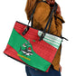Mauritania Christmas Leather Tote Bag Santa Sharks Festive Fish Pattern and Red Green Holiday - African Pride